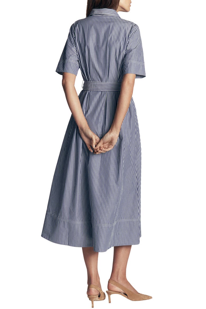Striped Cotton Midi Shirt Dress