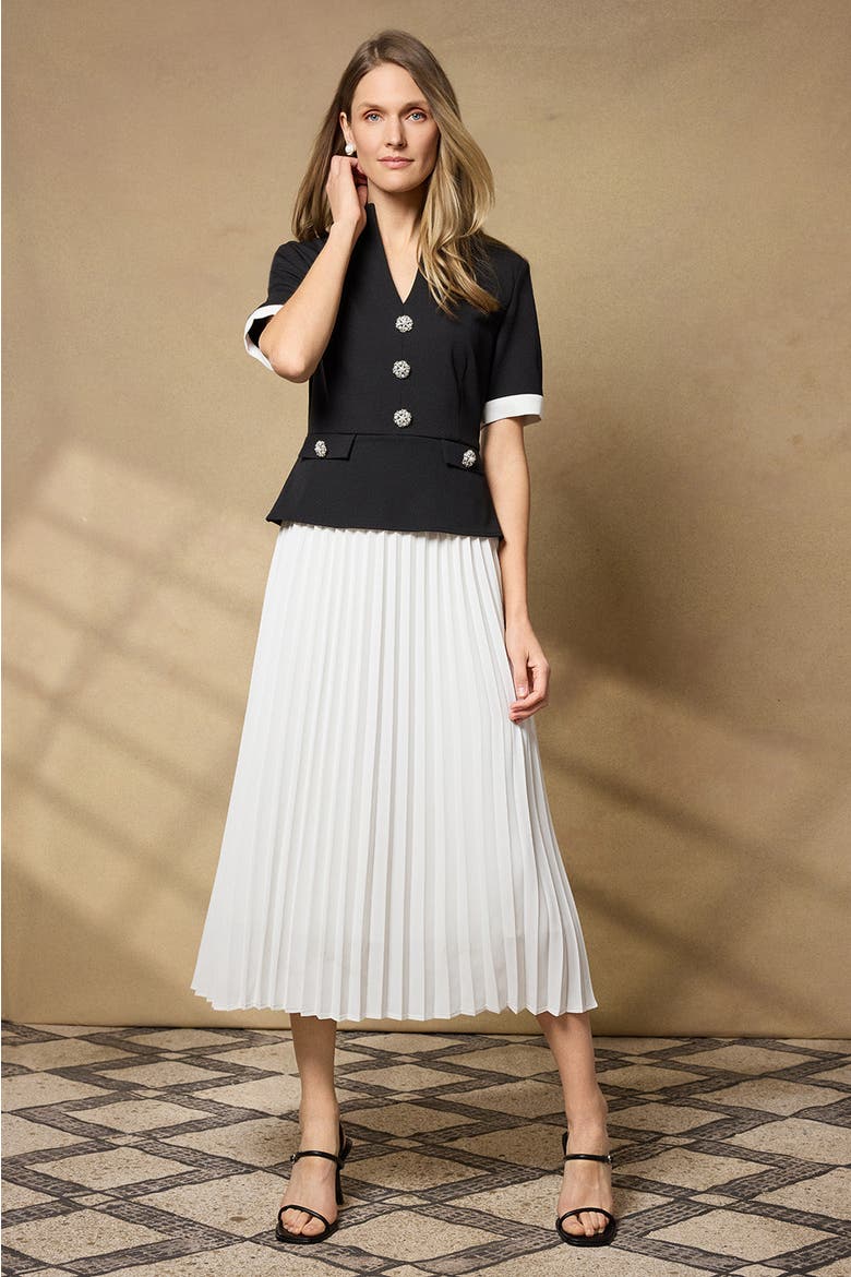 Noelle Pleated Crepe Maxi Dress