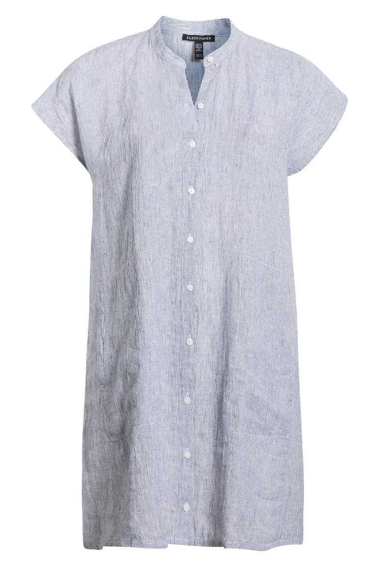 Mandarin Collar Organic Linen Shirtdress