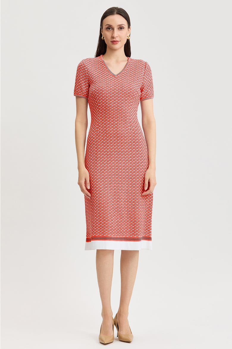 A-Line Textured Multi-Stitch Midi Dress