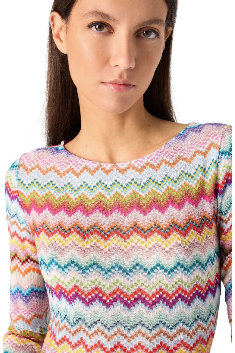 Mini Dress In Viscose Lamé With Pixel-effect Zig Zag Motif