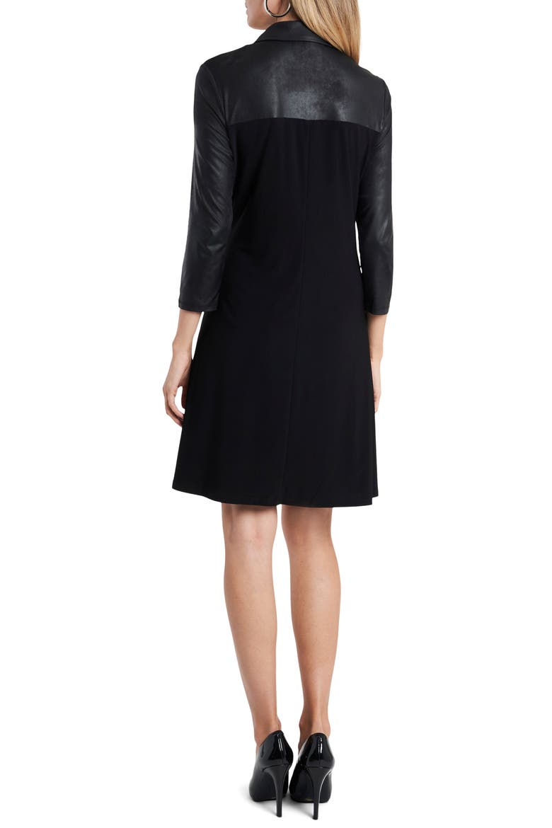 Faux Leather Mixed Media Shift Dress