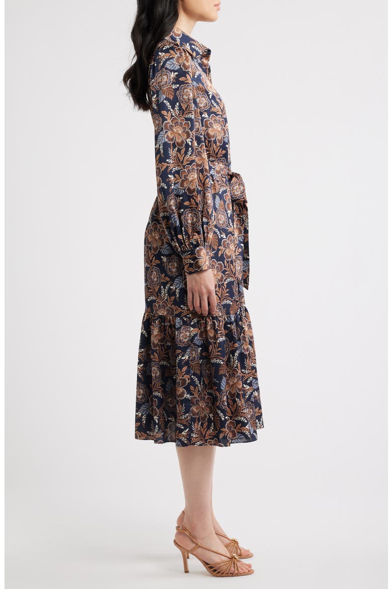 Floral Long Sleeve Midi Shirtdress