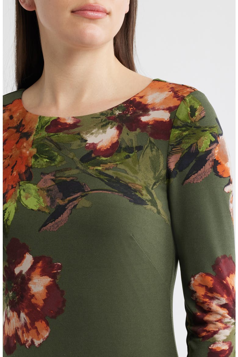 Placed Floral Long Sleeve Dress