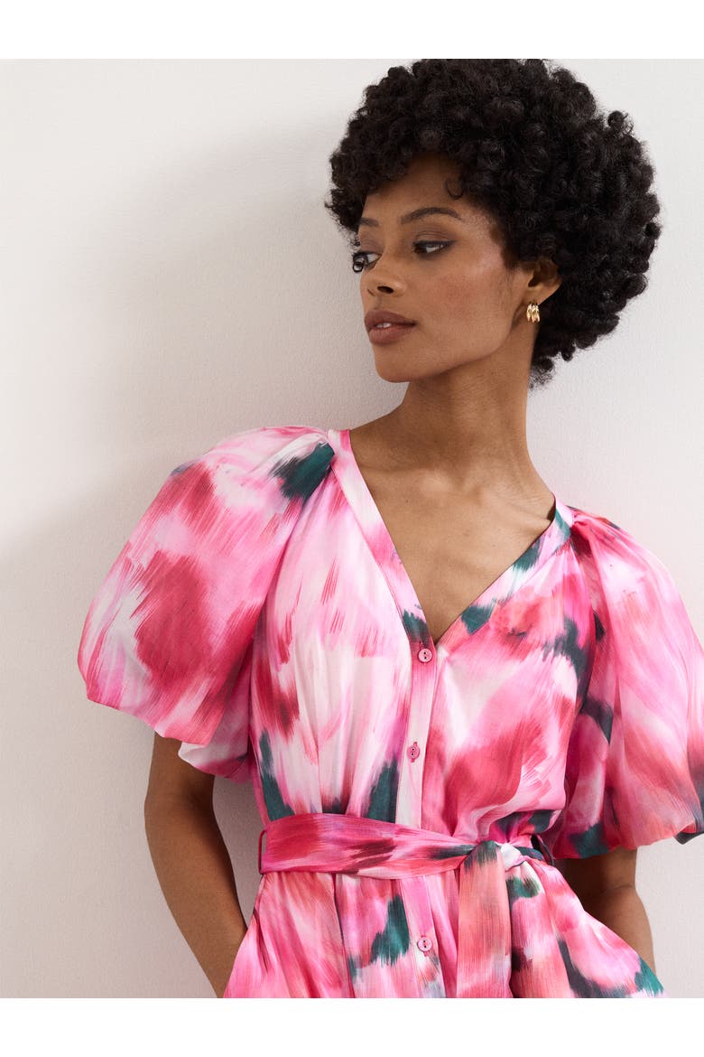 Caterina Puff Sleeve V-Neck Shirt Dress