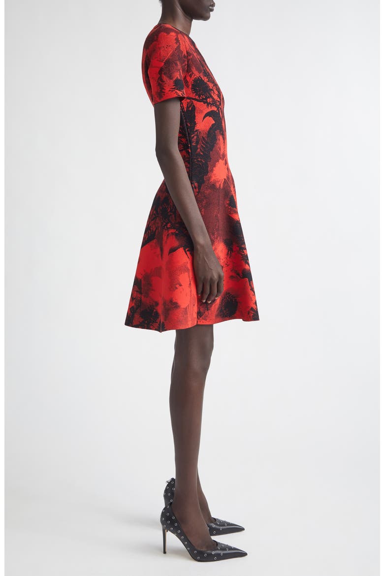 Floral Jacquard Mini Sweater Dress