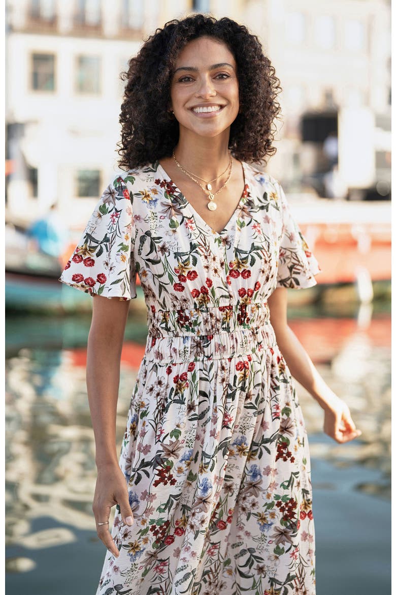 Botanical Print Midi Dress
