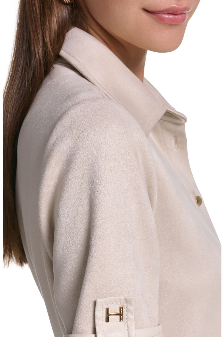 Short Sleeve Suede Midi Shirt Dress