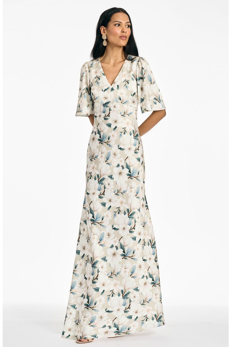 Mae Floral Flutter Sleeve Gown