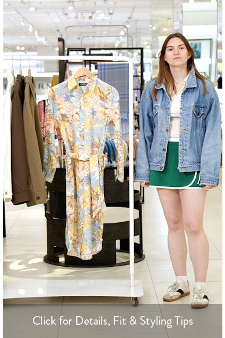 Floral Long Sleeve Linen Midi Shirtdress
