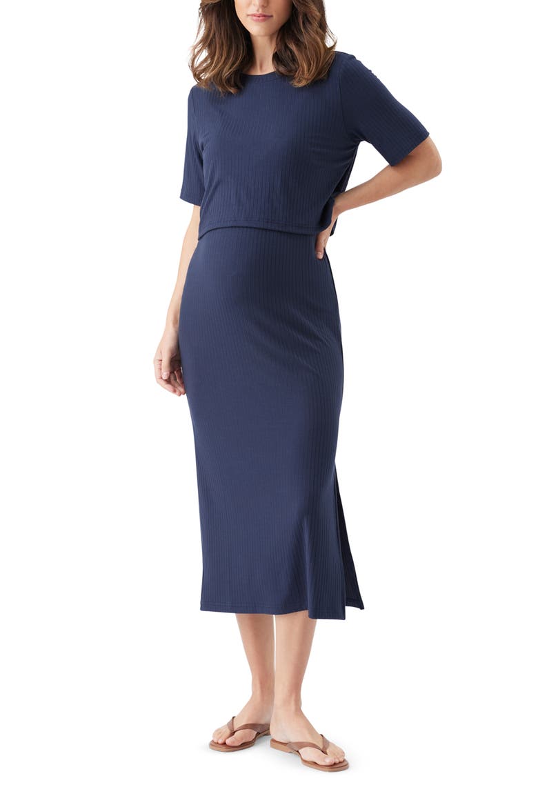 Ivy Rib Nursing Dress Navy