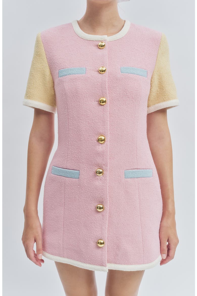 Taylor Colorblock Tweed Minidress