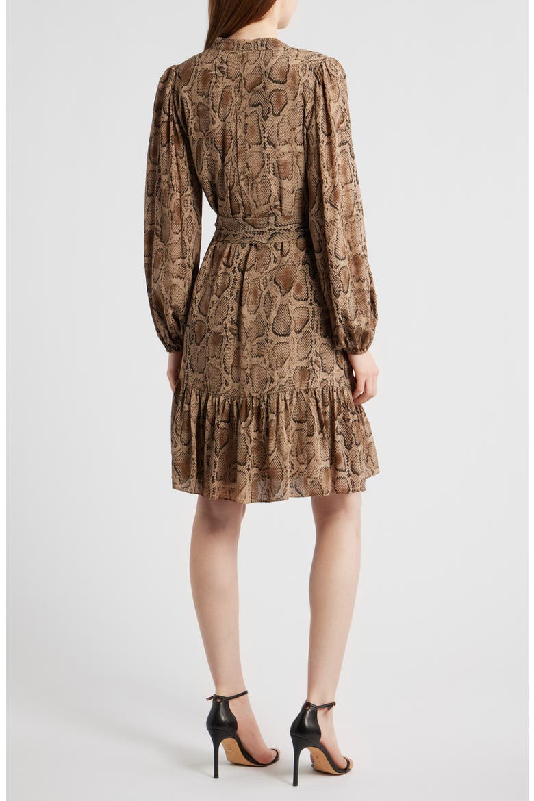 Samara Snakeskin Print Tie Waist Shirtdress