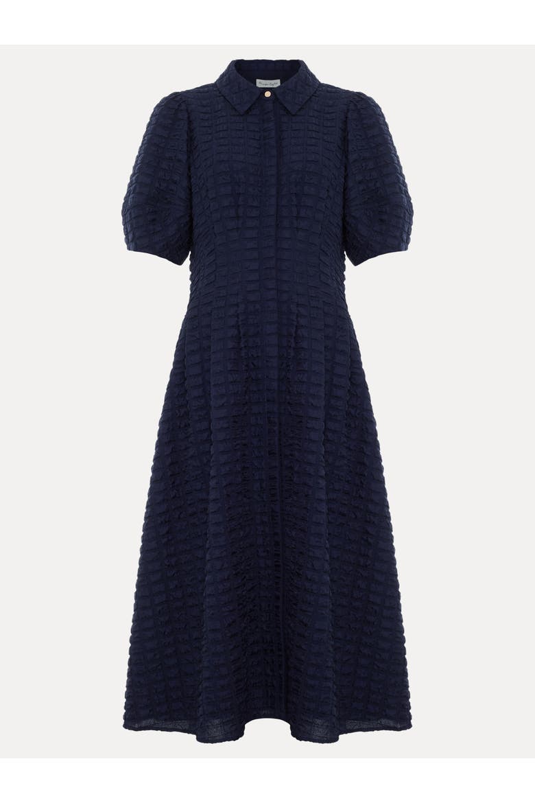 Yasmine Textured Puff Sleeve Midi Dress