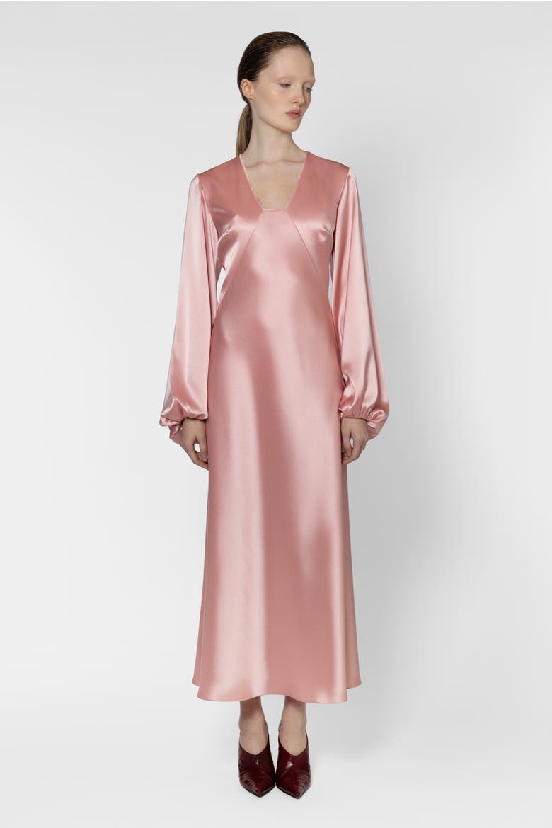 Amori Long Sleeve Satin Midi Dress