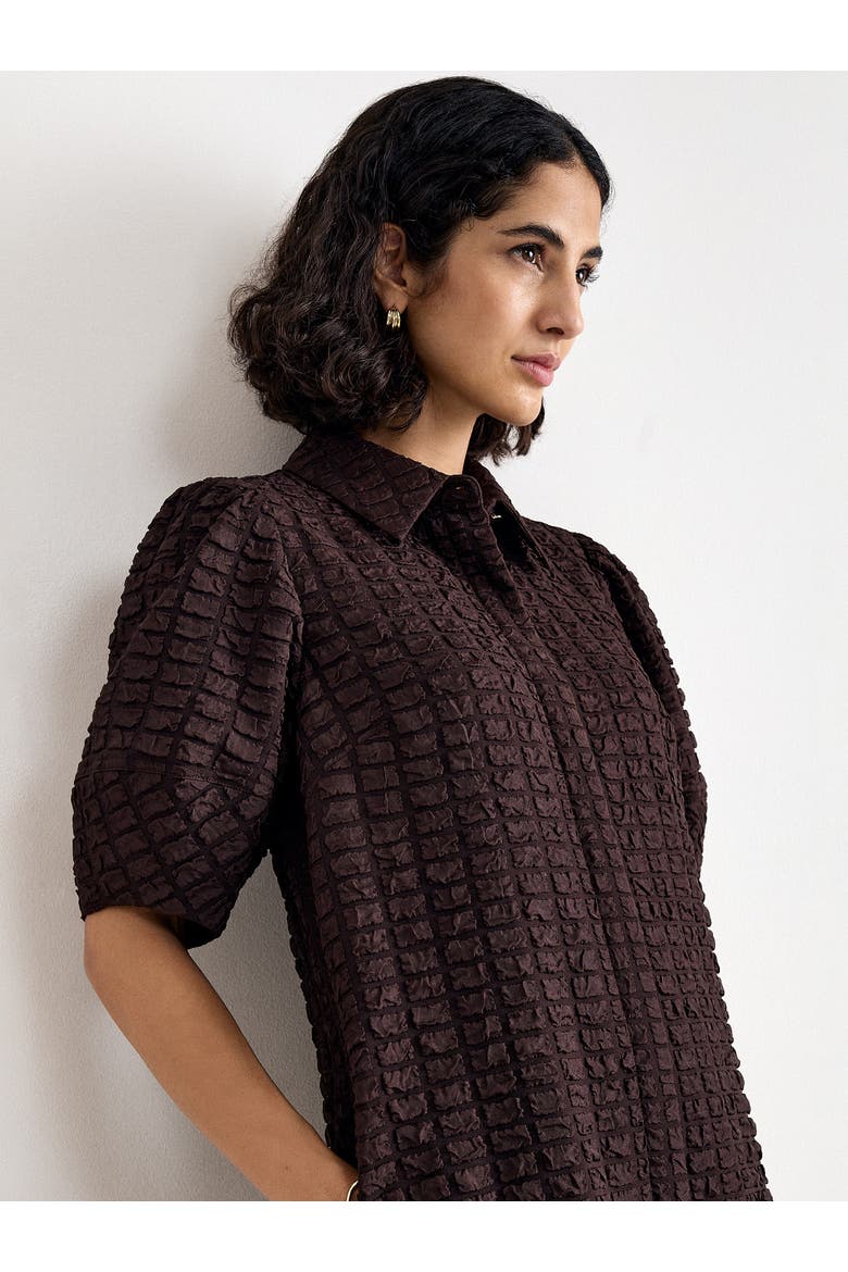 Yasmine Textured Mini Shirt Dress