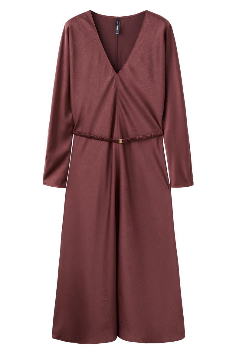 Long Sleeve Satin Midi Dress
