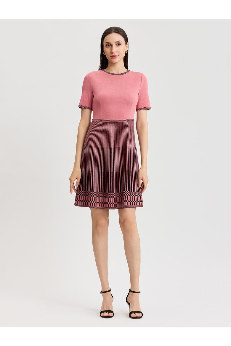 Fit & Flare Striped Hem Soft Knit Dress