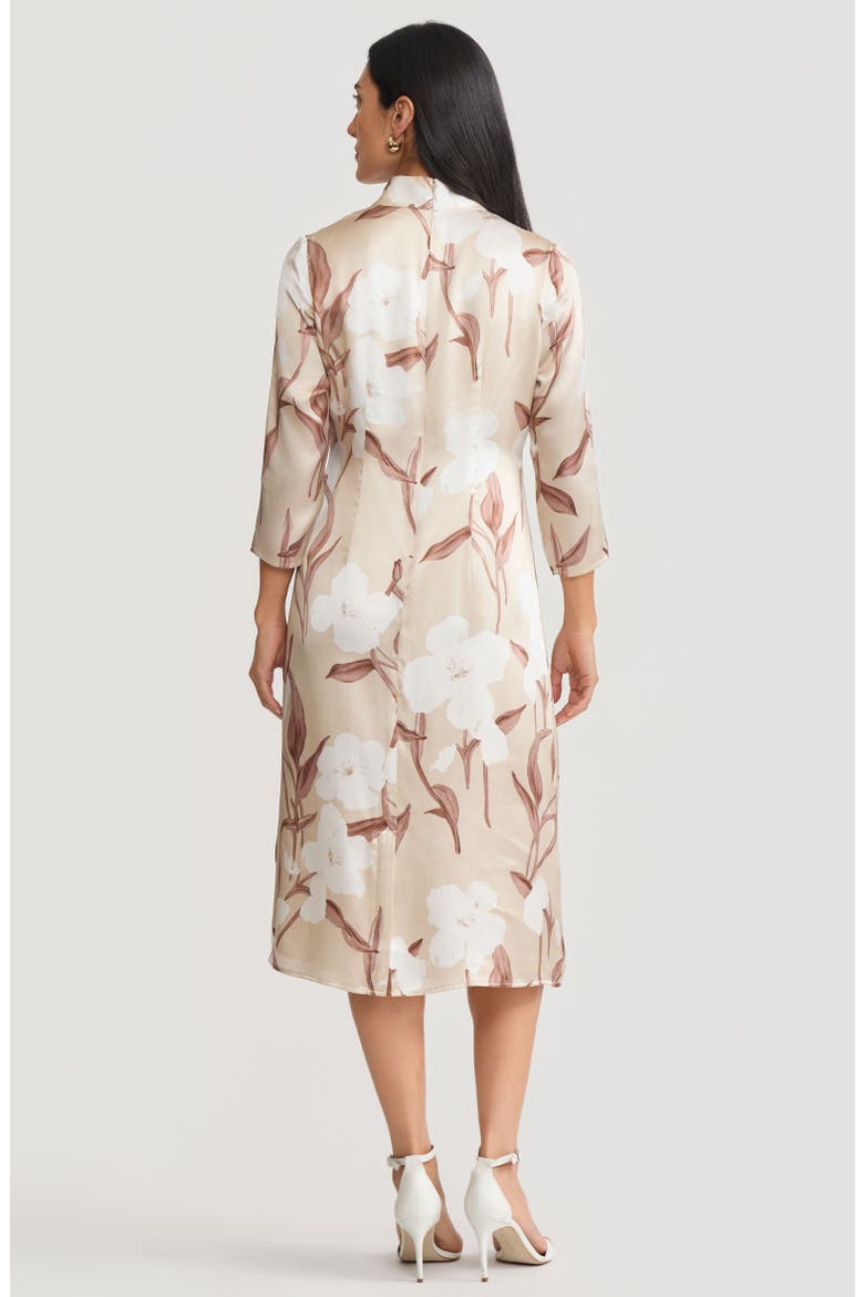 A-Line Floral Print Silk Midi Dress
