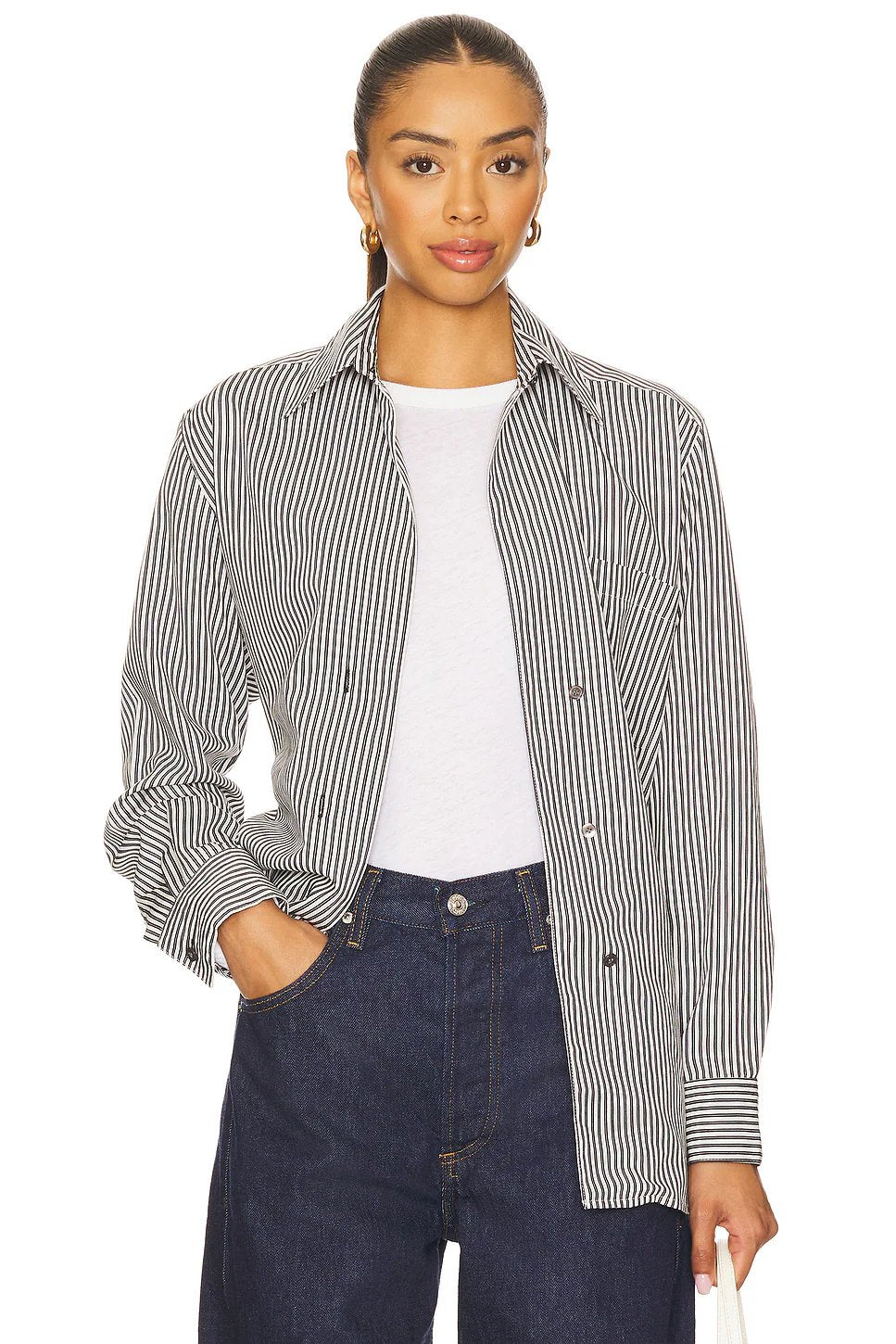 AGOLDE Aris Shirt in Sloene Stripe - Image 1