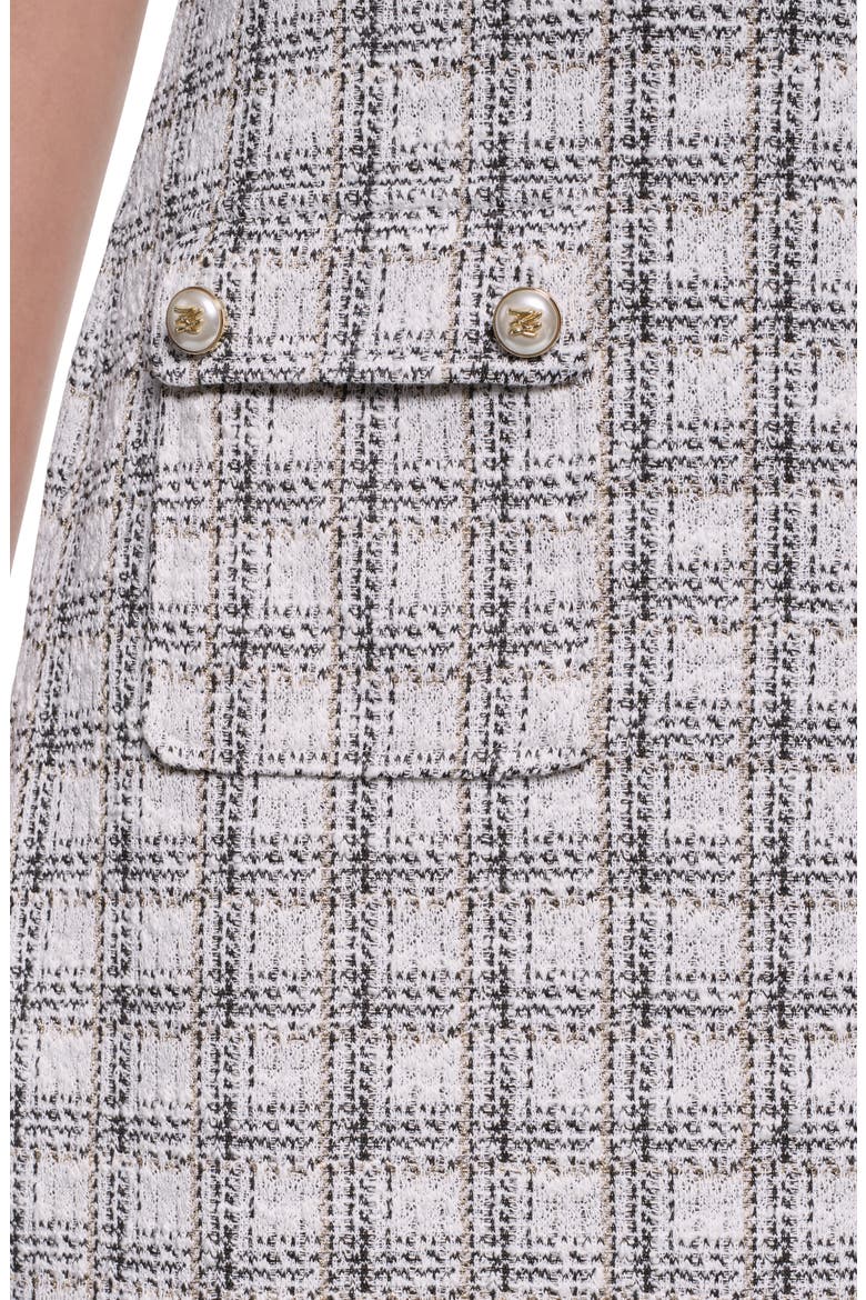 Windowpane Check Tweed Sheath Dress