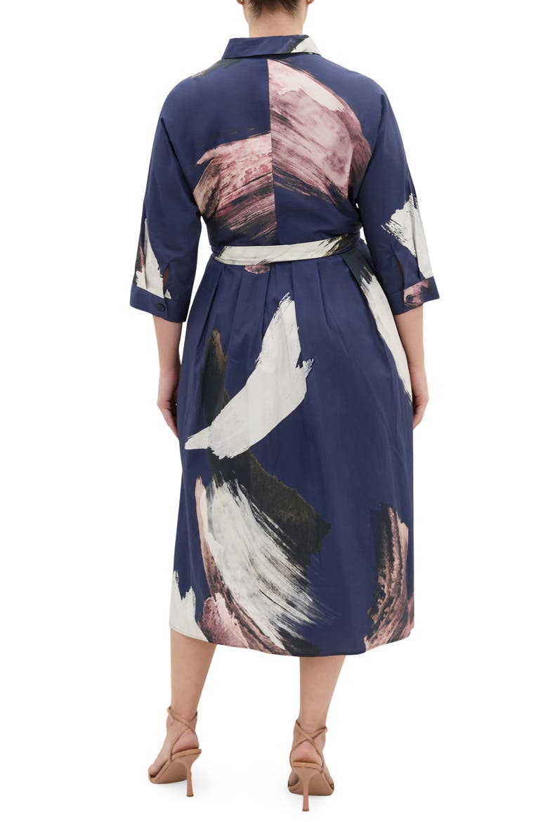Angel Brushstroke Belted Cotton Shirtdress