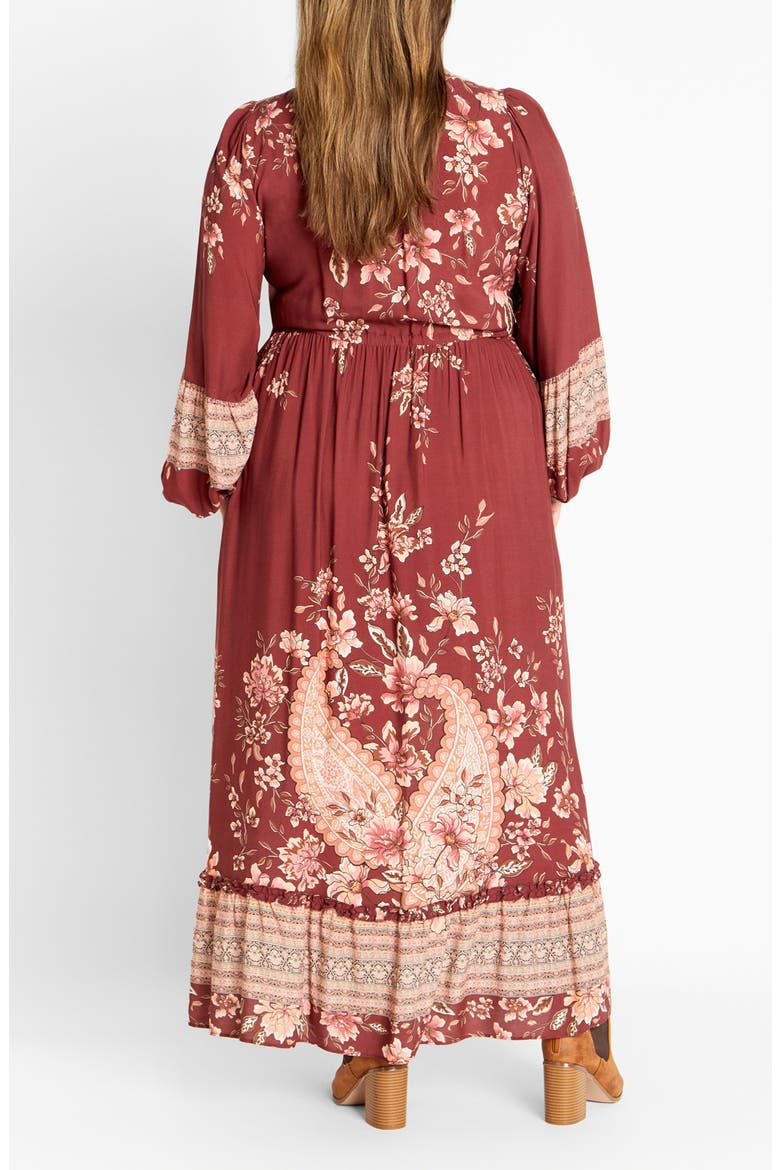 Destiny Placed Print Long Sleeve Maxi Dress