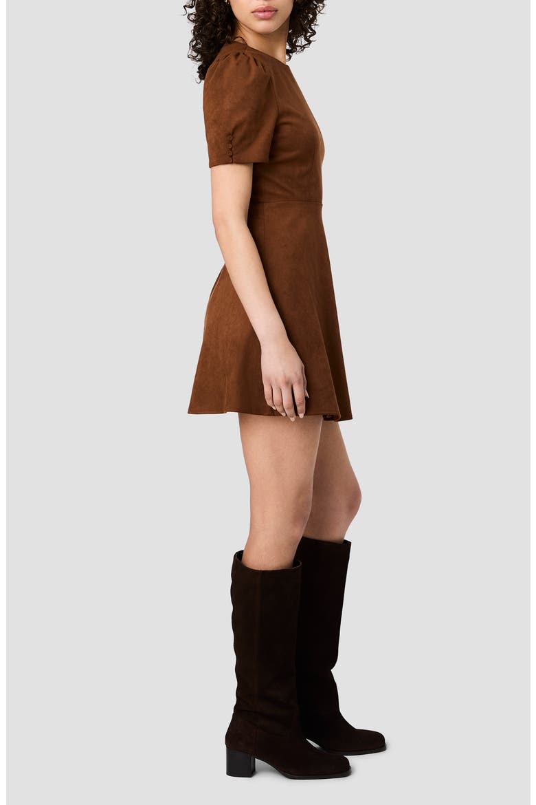 Sonja Short Sleeve Faux Suede Fit & Flare Minidress