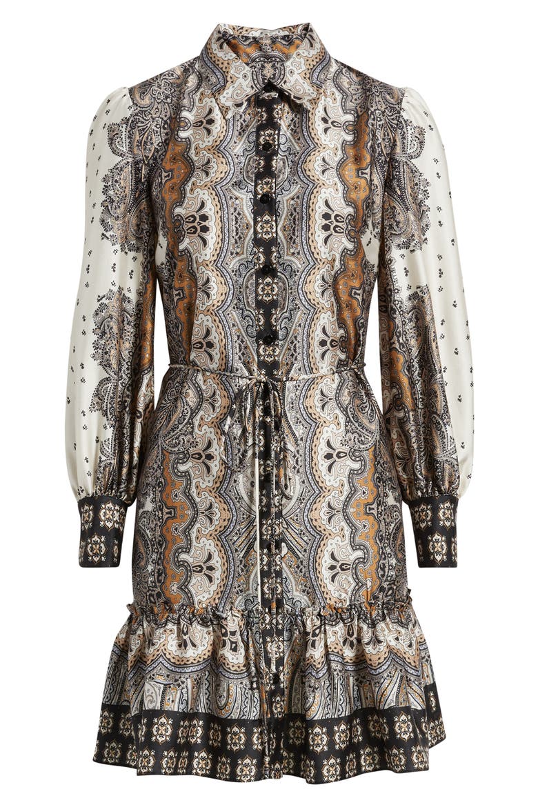 Mixed Paisley Long Sleeve Shirtdress