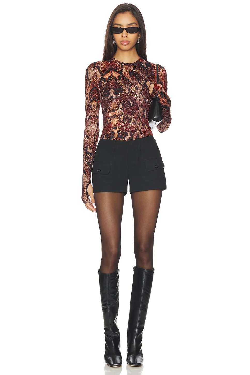 AFRM Kaylee Crochet Lace Top in Umber Snake - Image 4