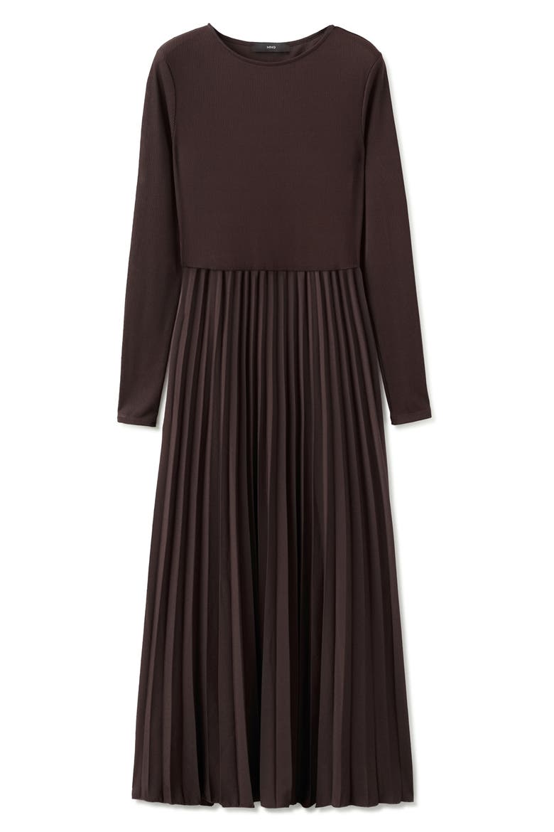 Long Sleeve Pleated Midi Dress