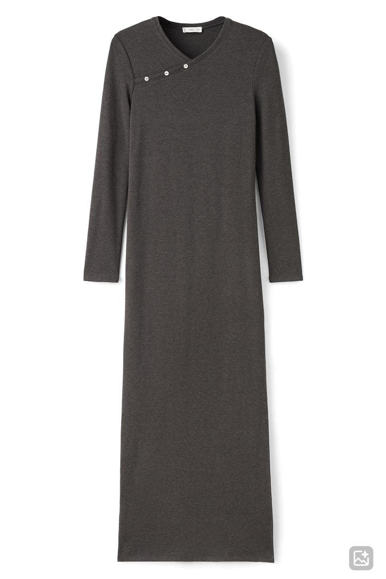 Long Sleeve Faux Wrap Maxi Dress