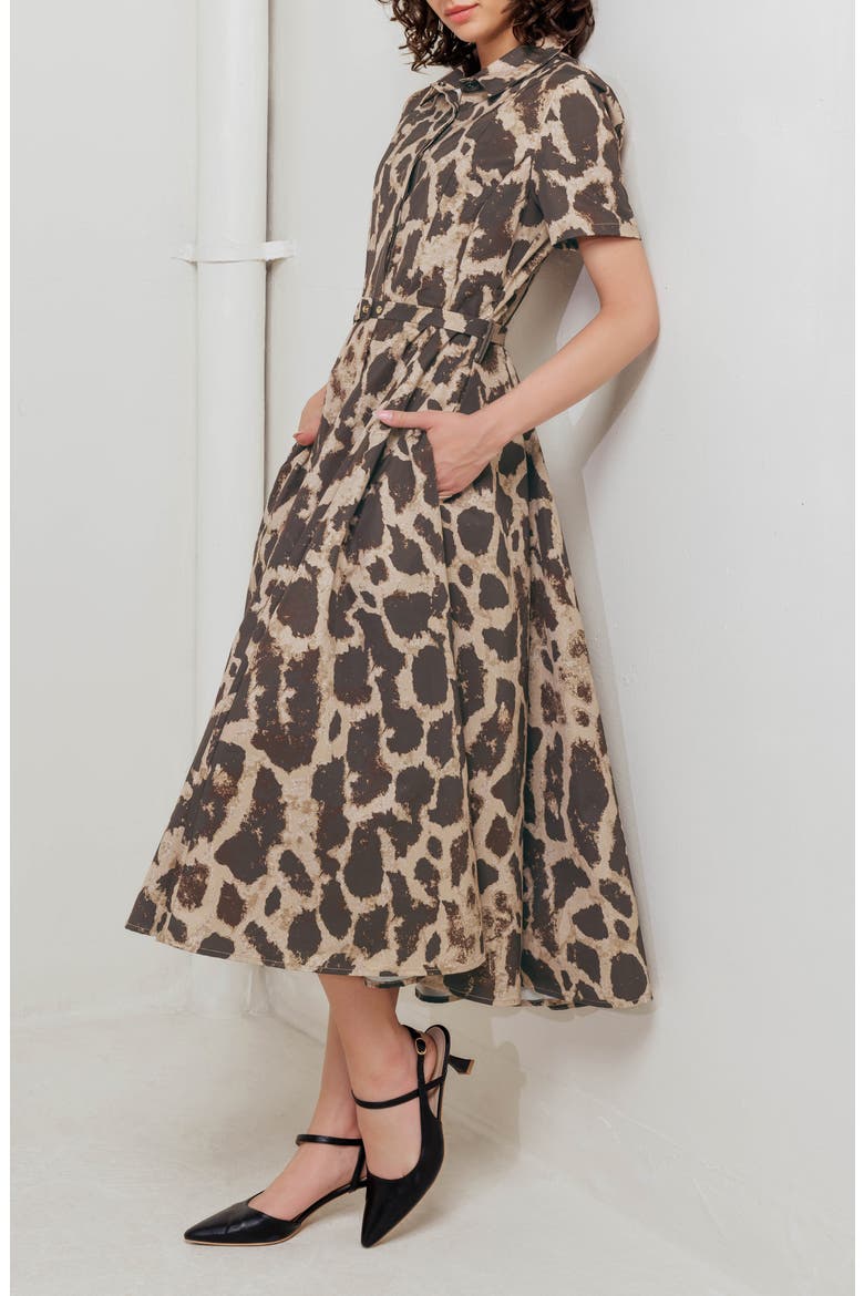 Animal Print A-Line Midi Dress