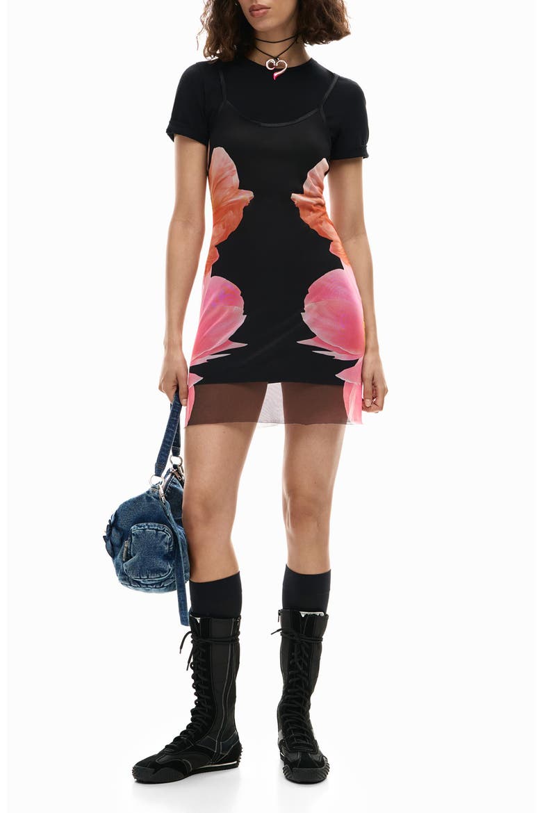Floral Print Short Sleeve Minidress