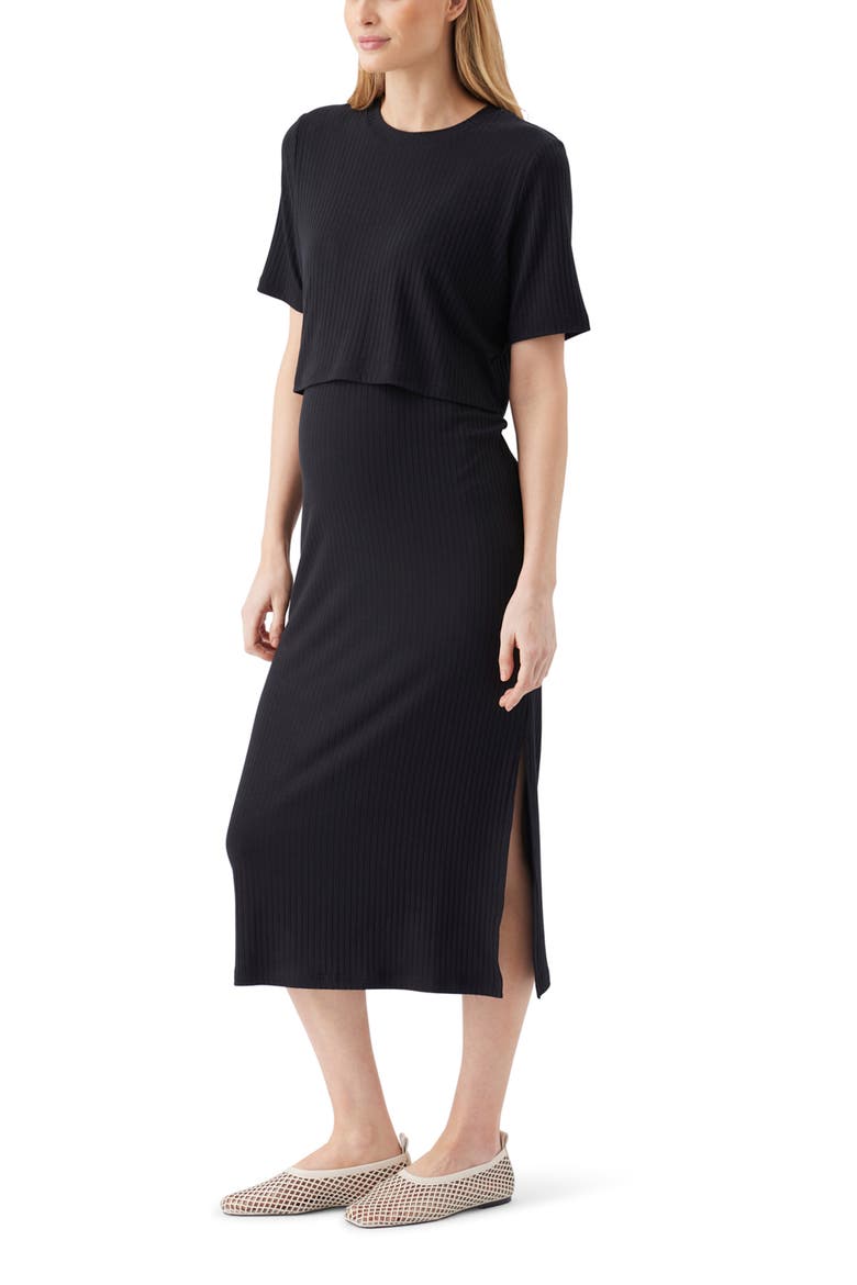Ivy Rib Nursing Dress Black