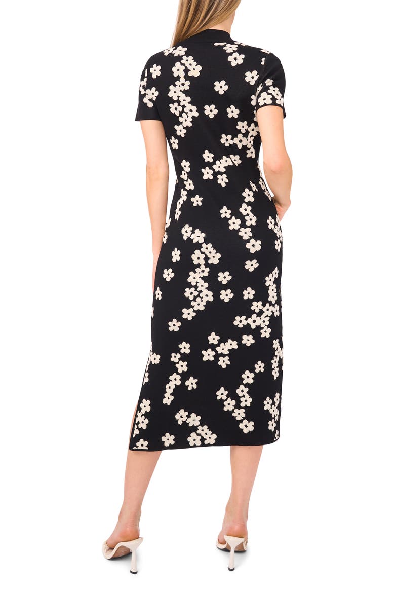 Flower Jacquard Midi Sweater Dress