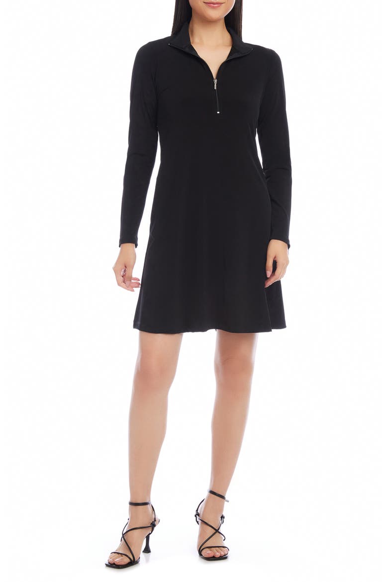 Quarter Zip A-Line Travel Jersey Dress