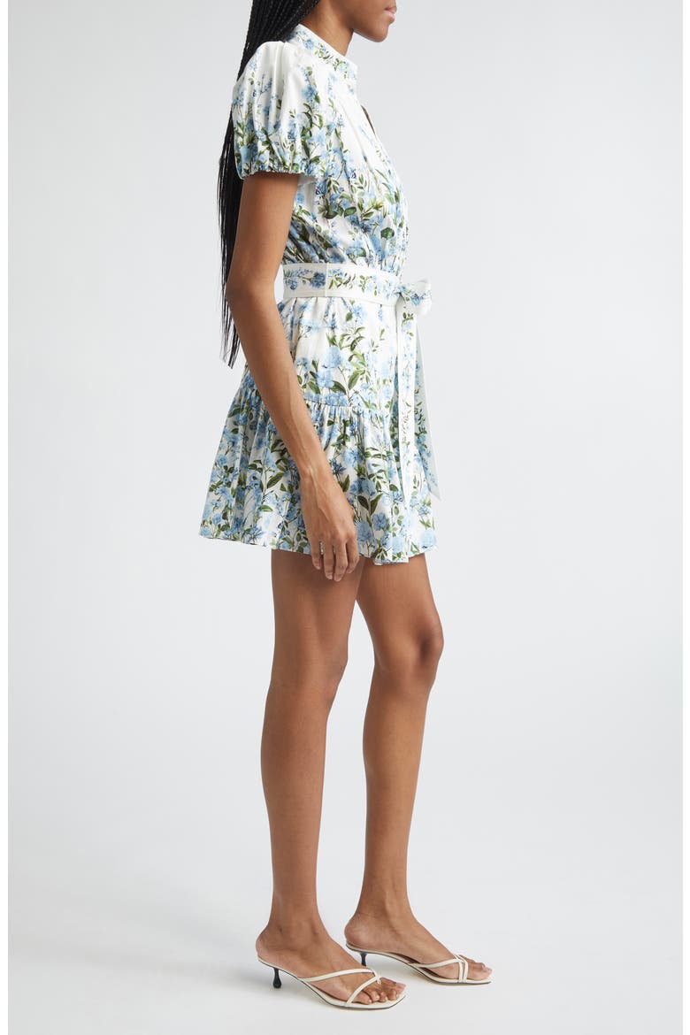 Cora Puff Sleeve Tie Belt Stretch Cotton Mini Shirtdress
