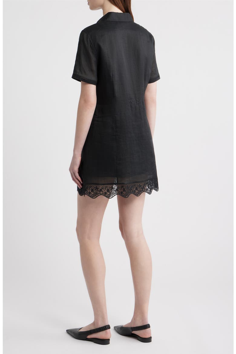 The Embroidered Seaside Ramie Button-Up Minidress