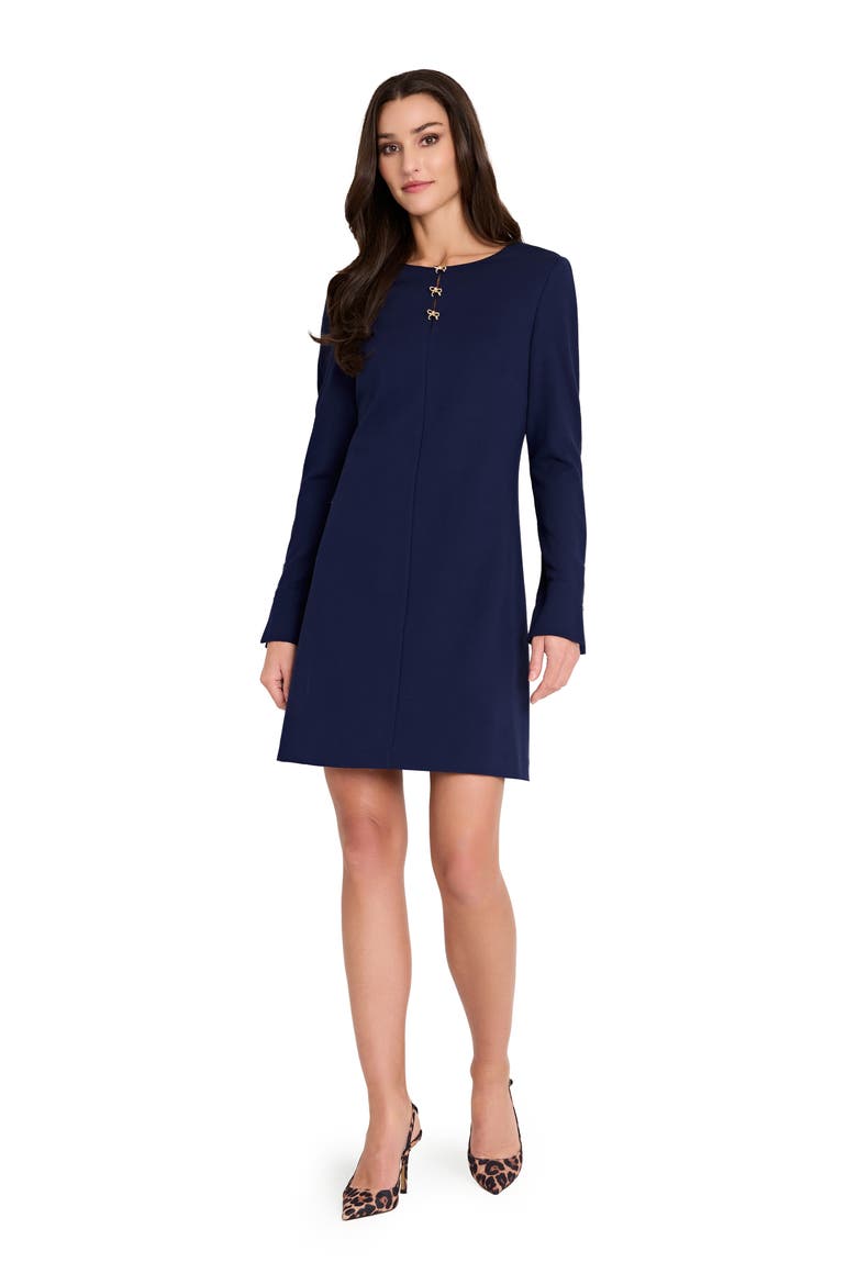 Bow Detail Long Sleeve Ponte Dress