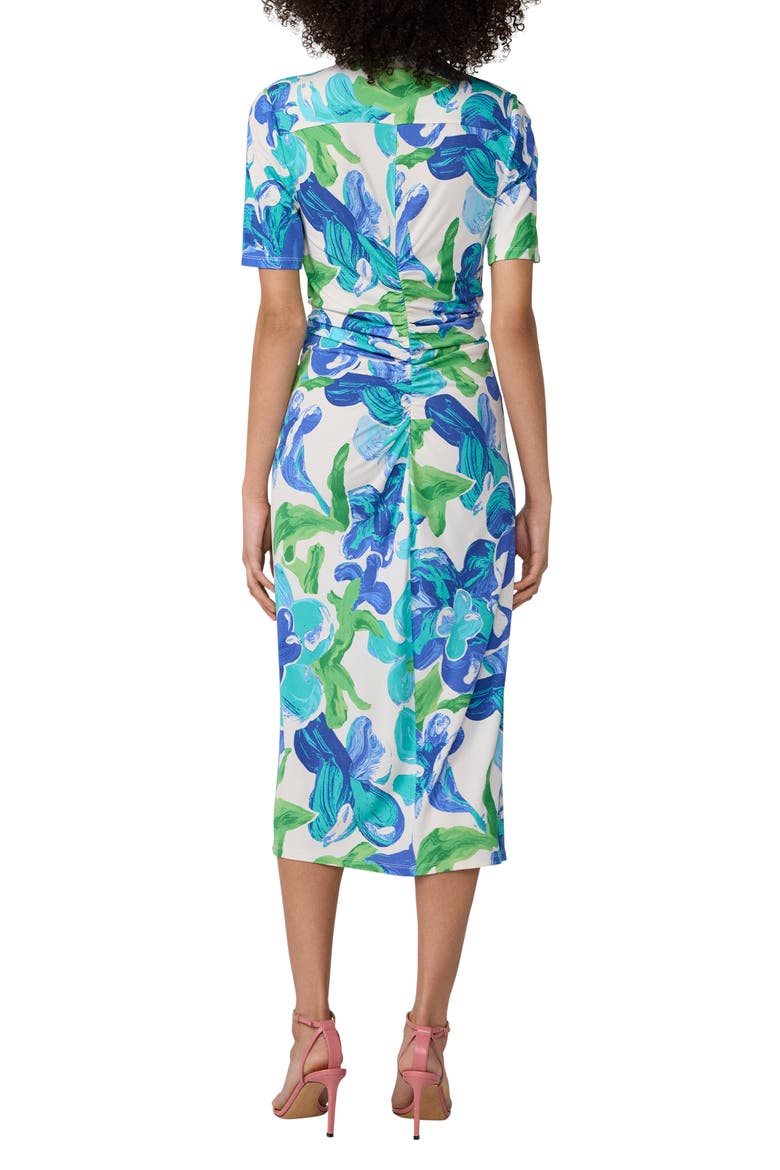 Zoey Floral Short Sleeve Ruched Midi Shirtdress