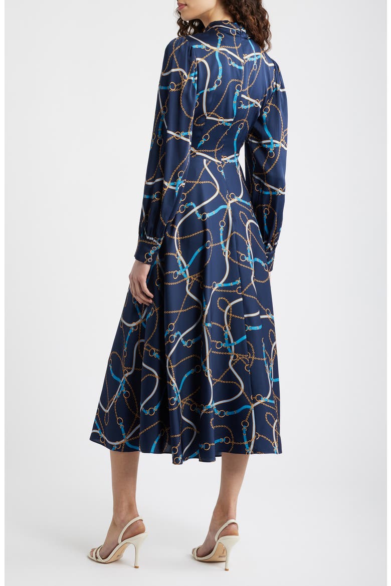 The Raquel Placed Floral Long Sleeve Silk Blend Dress