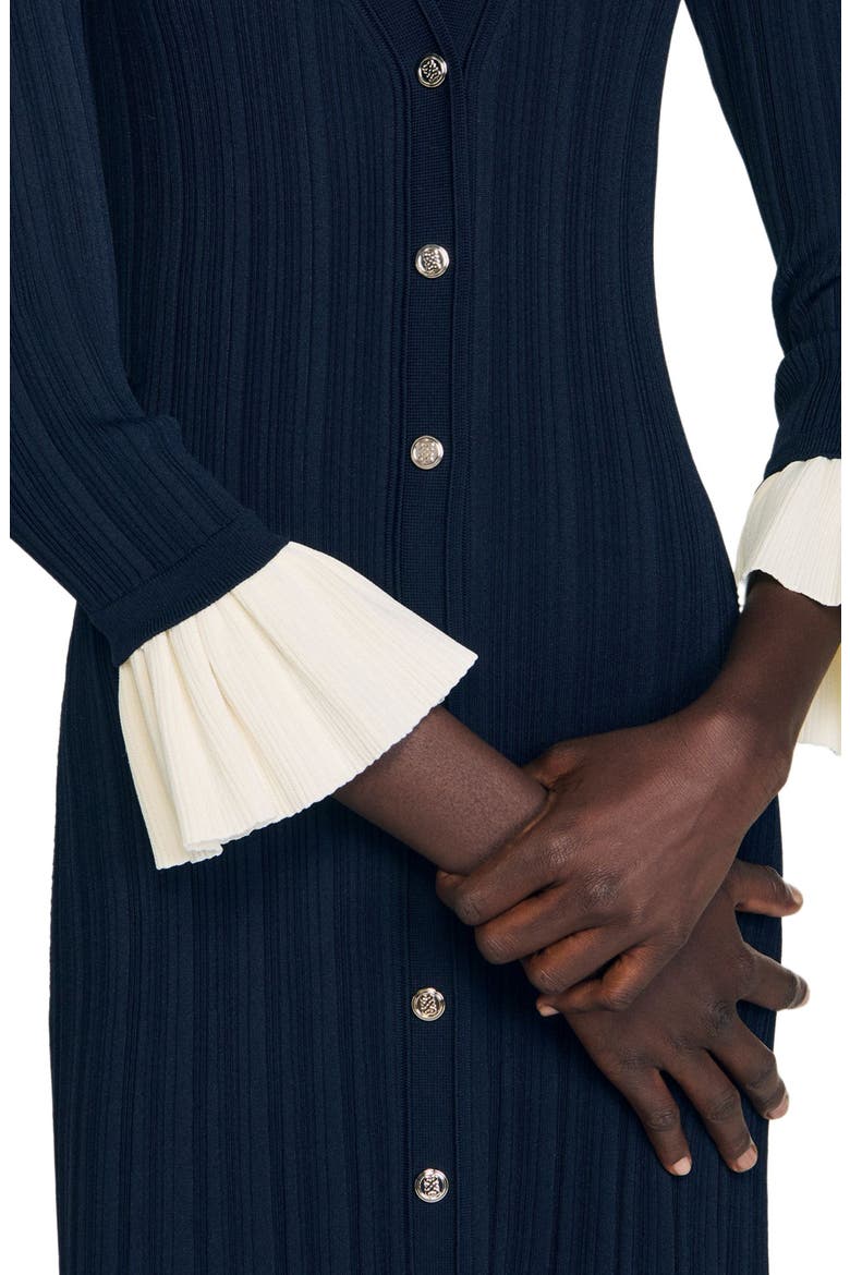 Two-tone knit midi dress