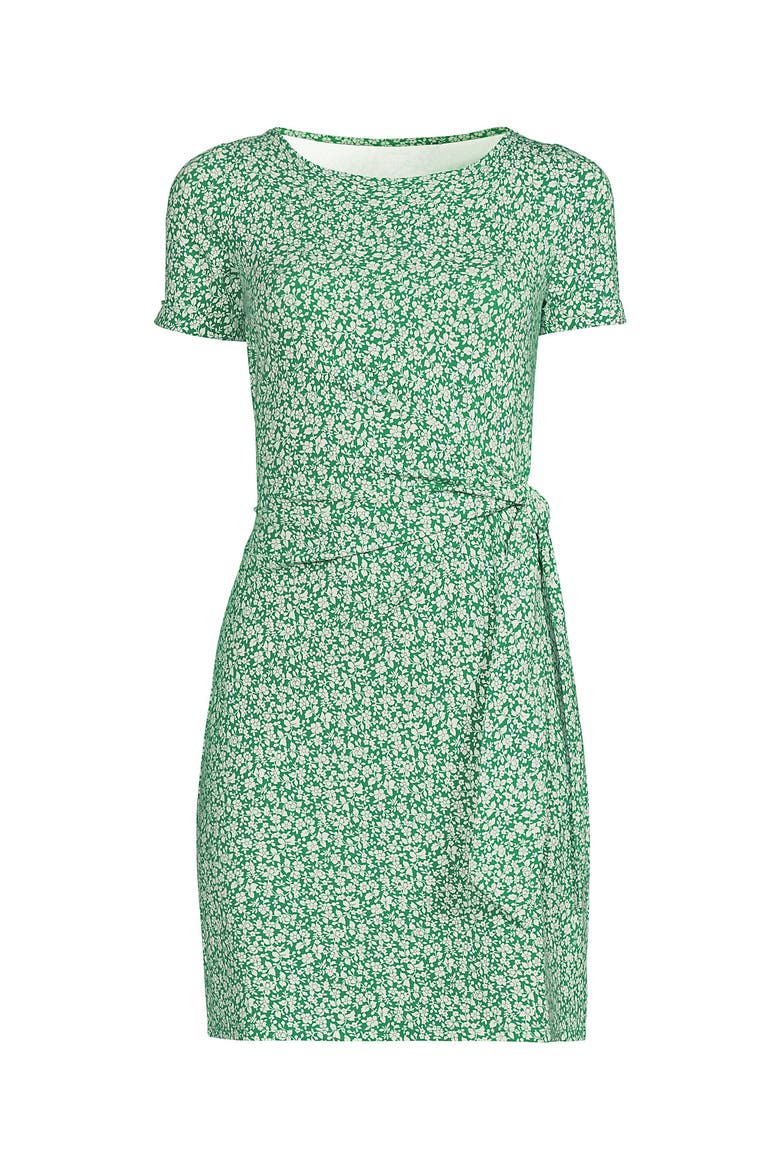 Plus Size Short Sleeve Cotton Modal Wrap Mini Dress