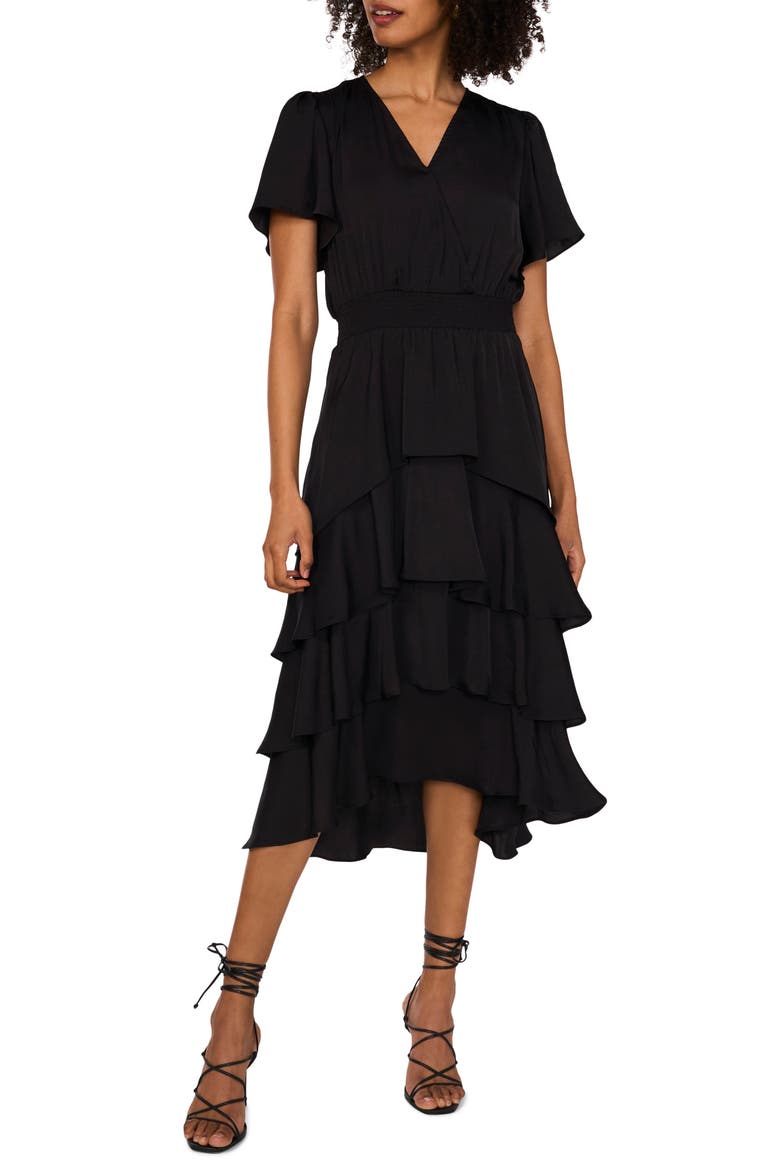 Flutter Sleeve Tiered Dress