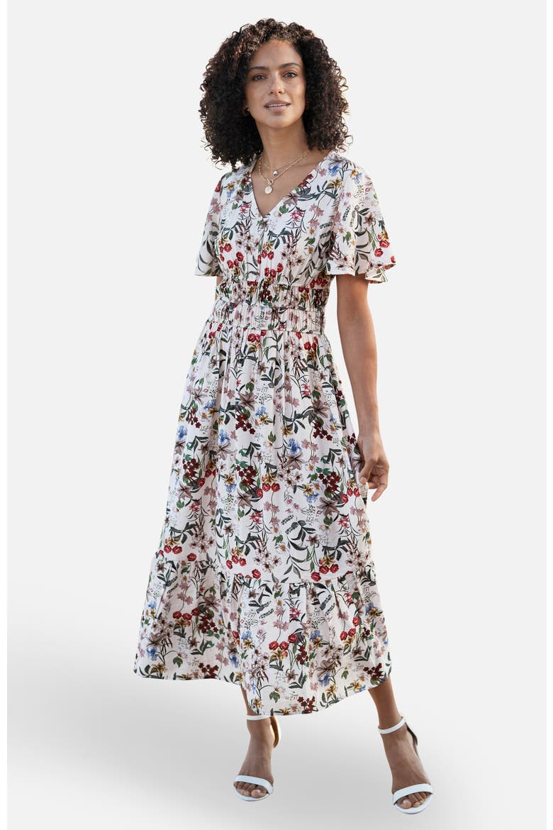 Botanical Print Midi Dress