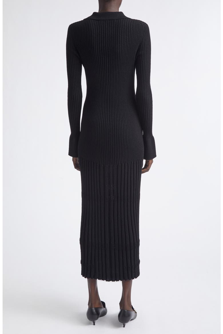 Rosario Point Collar Ribbed Midi Dress