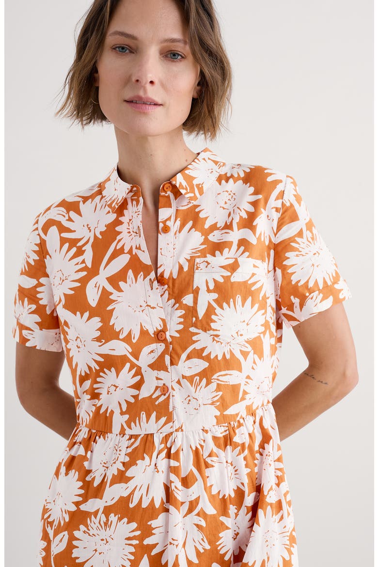 Fleet Daisy Print Organic Cotton Midi Shirtdress