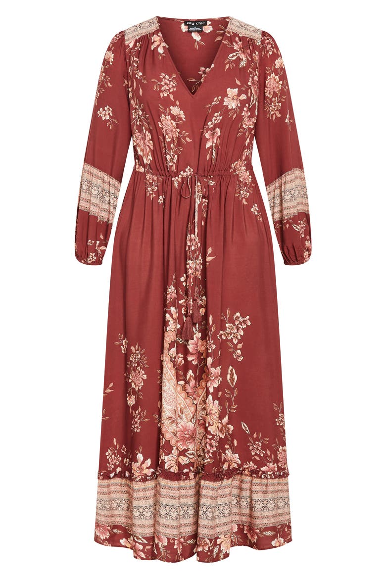 Destiny Placed Print Long Sleeve Maxi Dress