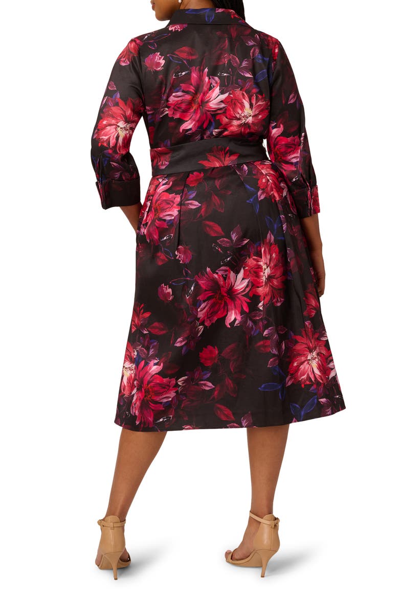 Print Long Sleeve Taffeta Shirtdress